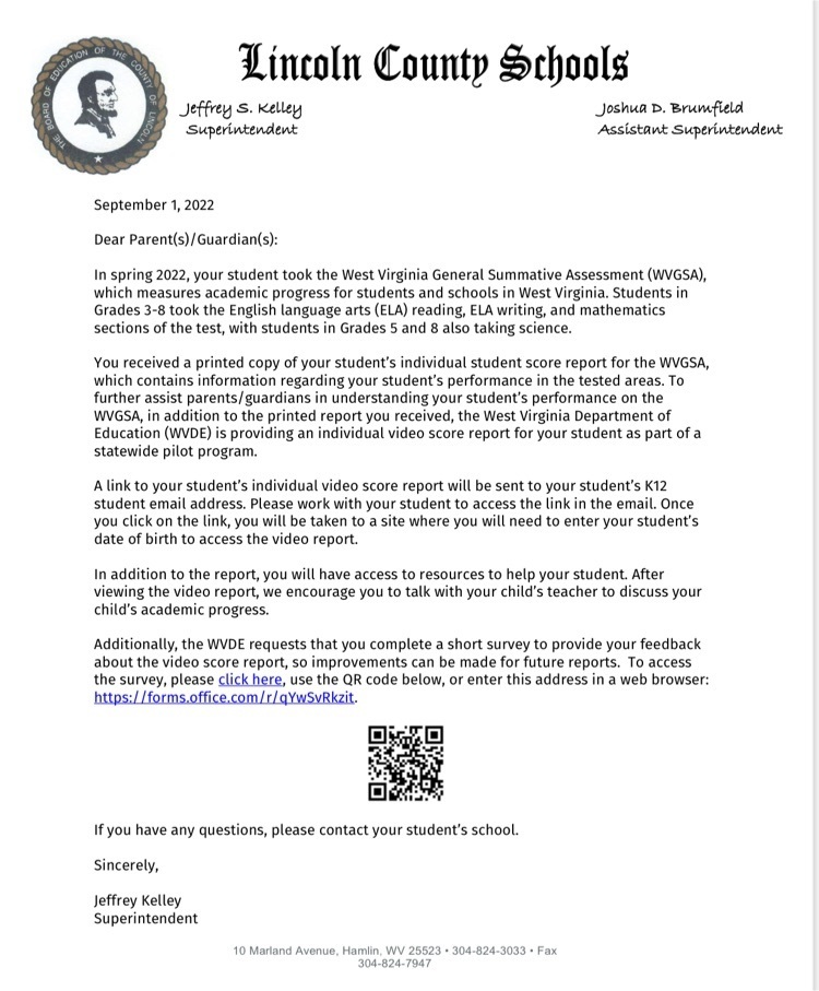 Letter from Superintendent Kelley