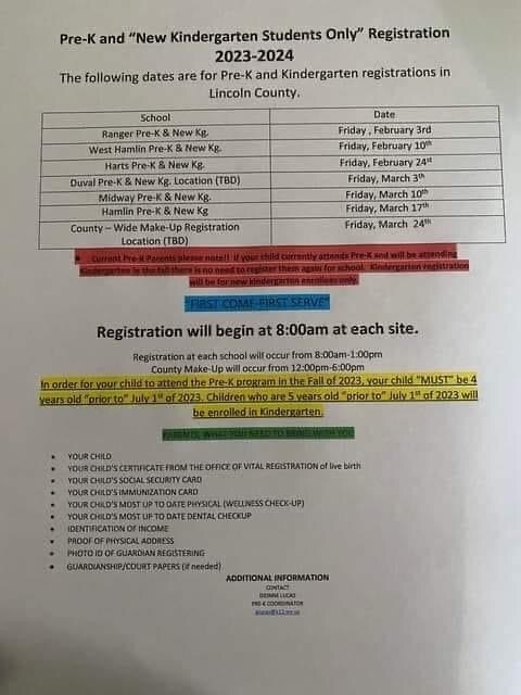 preschool registration schedule
