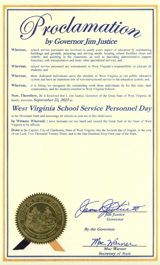 West Virginia School Service Personnel Day Lincoln County Schools Jim Justice